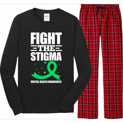 Fight The Stigma Tal Health Awareness Anxiety Anxious Gift Long Sleeve Pajama Set