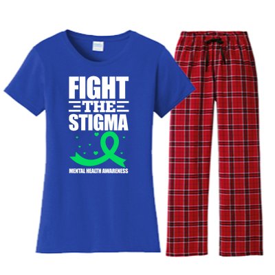 Fight The Stigma Tal Health Awareness Anxiety Anxious Gift Women's Flannel Pajama Set