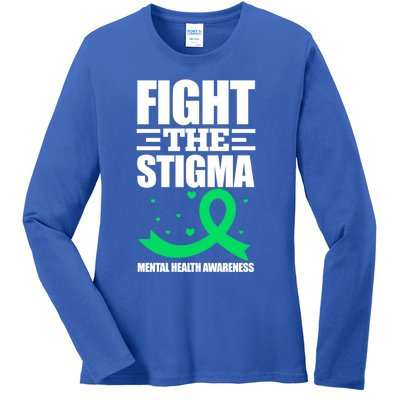 Fight The Stigma Tal Health Awareness Anxiety Anxious Gift Ladies Long Sleeve Shirt