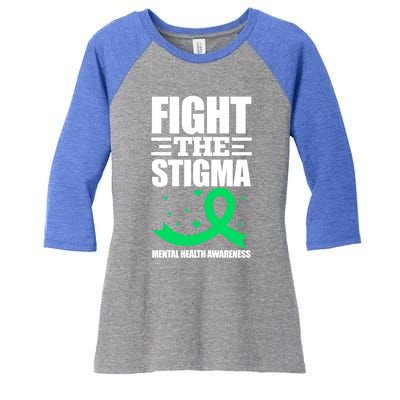 Fight The Stigma Tal Health Awareness Anxiety Anxious Gift Women's Tri-Blend 3/4-Sleeve Raglan Shirt