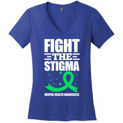 Fight The Stigma Tal Health Awareness Anxiety Anxious Gift Women's V-Neck T-Shirt