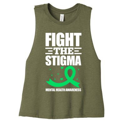 Fight The Stigma Tal Health Awareness Anxiety Anxious Gift Women's Racerback Cropped Tank