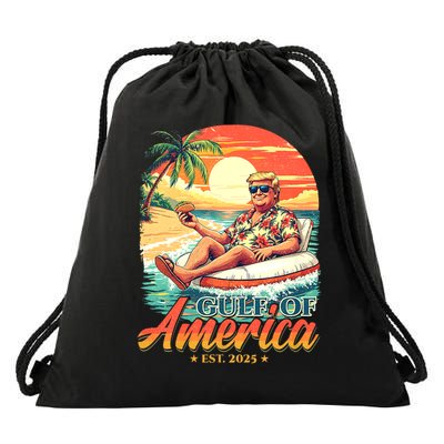 Funny Trump Shirt Gulf Of Us America Est 2025 Drawstring Bag
