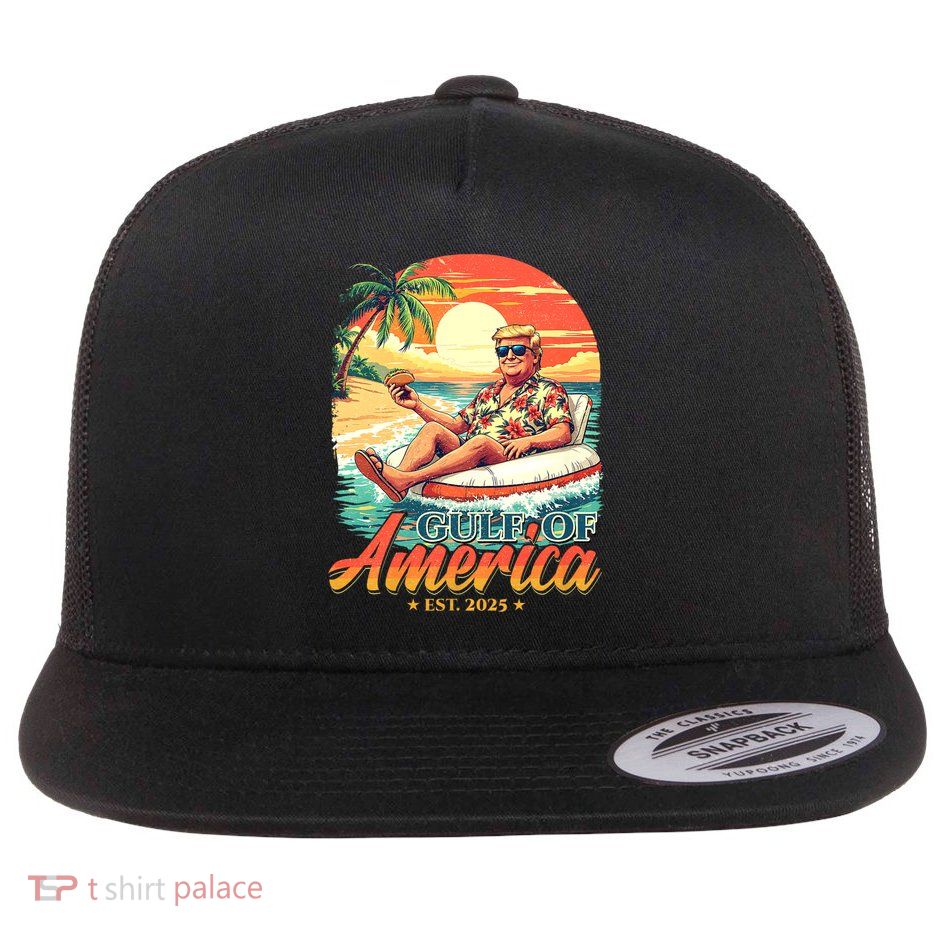 Funny Trump Shirt Gulf Of Us America Est 2025 Flat Bill Trucker Hat