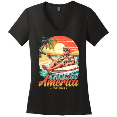 Funny Trump Shirt Gulf Of Us America Est 2025 Women's V-Neck T-Shirt
