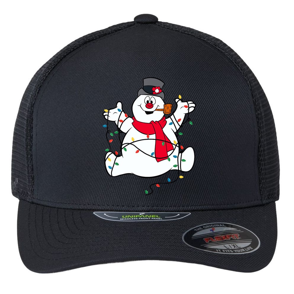 Frosty The Snowman Christmas Lights Portrait T Flexfit Unipanel Trucker Cap