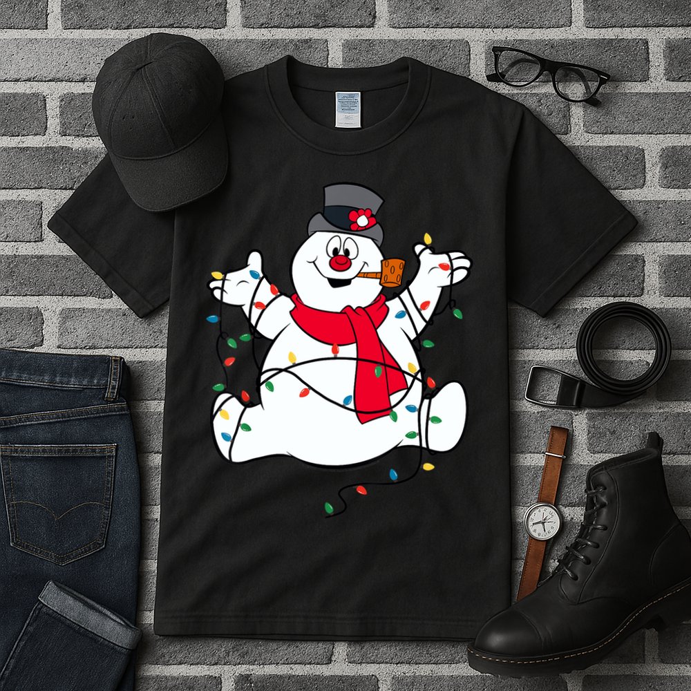 Frosty The Snowman Christmas Lights Portrait T Tall T-Shirt