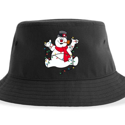 Frosty The Snowman Christmas Lights Portrait T Sustainable Bucket Hat