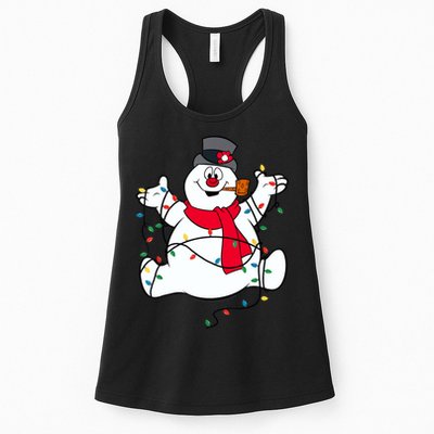 Frosty The Snowman Christmas Lights Portrait T Womens Tank Top