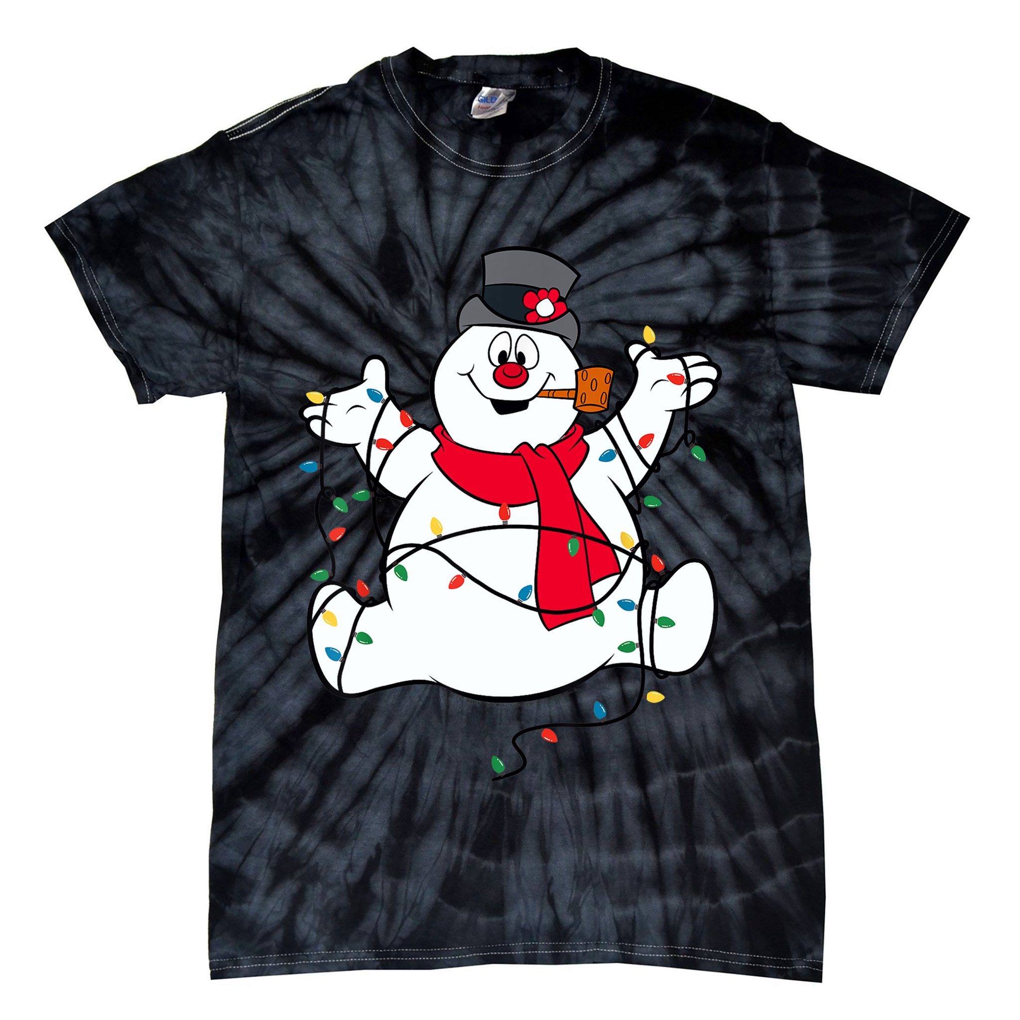 Frosty The Snowman Christmas Lights Portrait T Tie-Dye T-Shirt