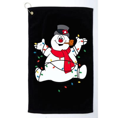 Frosty The Snowman Christmas Lights Portrait T Golf Towel