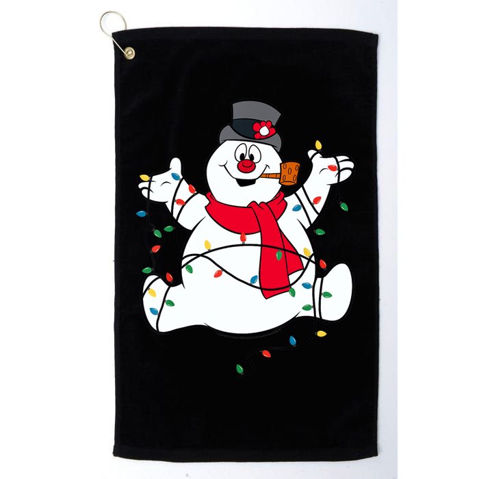 Frosty The Snowman Christmas Lights Portrait T Golf Towel