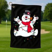 Frosty The Snowman Christmas Lights Portrait T Golf Towel