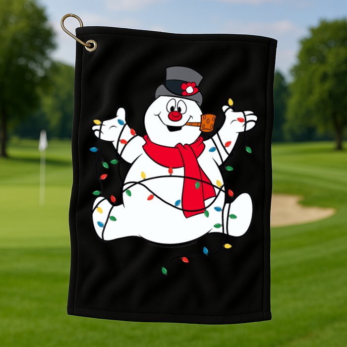 Frosty The Snowman Christmas Lights Portrait T Golf Towel