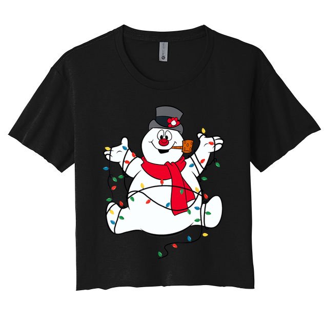 Frosty The Snowman Christmas Lights Portrait T Crop Top