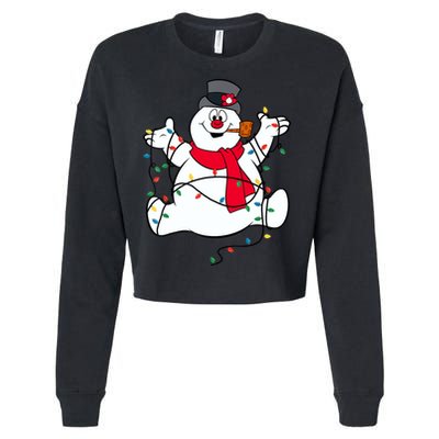 Frosty The Snowman Christmas Lights Portrait T Cropped Pullover Crew
