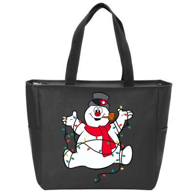 Frosty The Snowman Christmas Lights Portrait T Zip Tote Bag