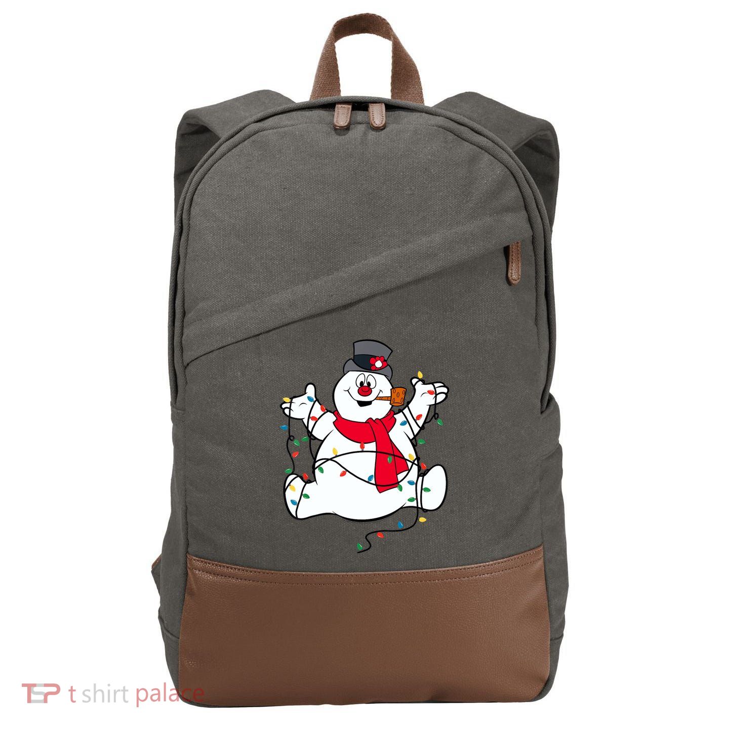 Frosty The Snowman Christmas Lights Portrait T Cotton Canvas Backpack