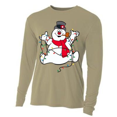 Frosty The Snowman Christmas Lights Portrait T Cooling Performance Long Sleeve Crew