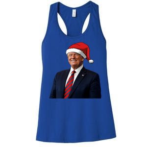 Funny Trump Santa Hat Donald Trump Christmas New Year 2025 Meaningful Gift Women's Racerback Tank