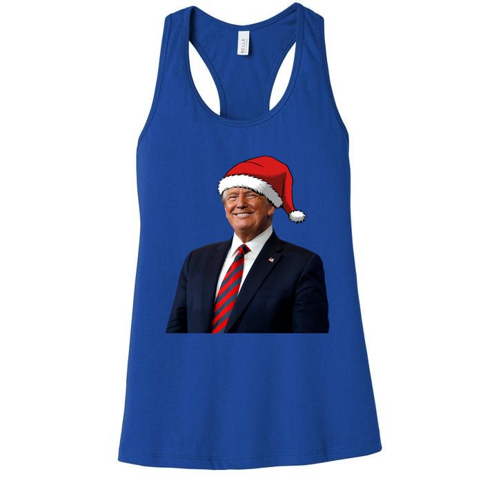 Funny Trump Santa Hat Donald Trump Christmas New Year 2025 Meaningful Gift Women's Racerback Tank