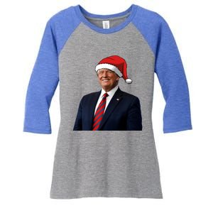 Funny Trump Santa Hat Donald Trump Christmas New Year 2025 Meaningful Gift Women's Tri-Blend 3/4-Sleeve Raglan Shirt