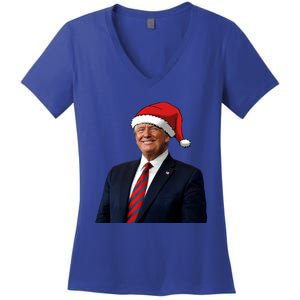 Funny Trump Santa Hat Donald Trump Christmas New Year 2025 Meaningful Gift Women's V-Neck T-Shirt