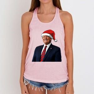 Funny Trump Santa Hat Donald Trump Christmas New Year 2025 Meaningful Gift Women's Knotted Racerback Tank