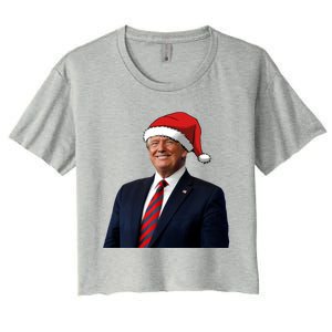 Funny Trump Santa Hat Donald Trump Christmas New Year 2025 Meaningful Gift Women's Crop Top Tee