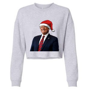 Funny Trump Santa Hat Donald Trump Christmas New Year 2025 Meaningful Gift Cropped Pullover Crew