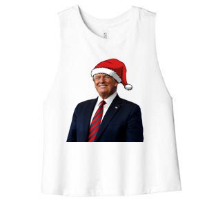 Funny Trump Santa Hat Donald Trump Christmas New Year 2025 Meaningful Gift Women's Racerback Cropped Tank