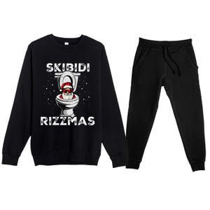 Funny Toilet Santa White Elephant Christmas Premium Crewneck Sweatsuit Set