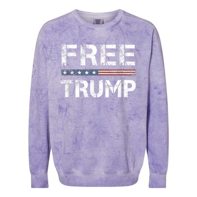 Free Trump Support Trump 2024 America Flag Colorblast Crewneck Sweatshirt