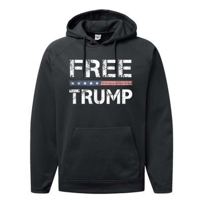 Free Trump Support Trump 2024 America Flag Performance Fleece Hoodie