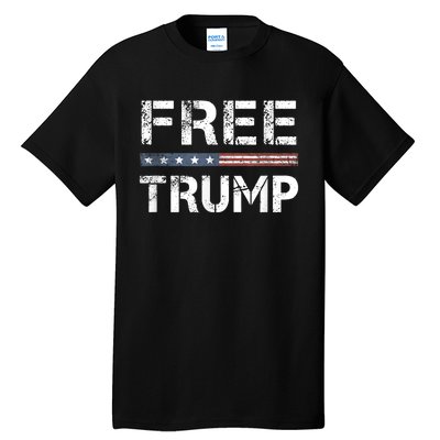 Free Trump Support Trump 2024 America Flag Tall T-Shirt