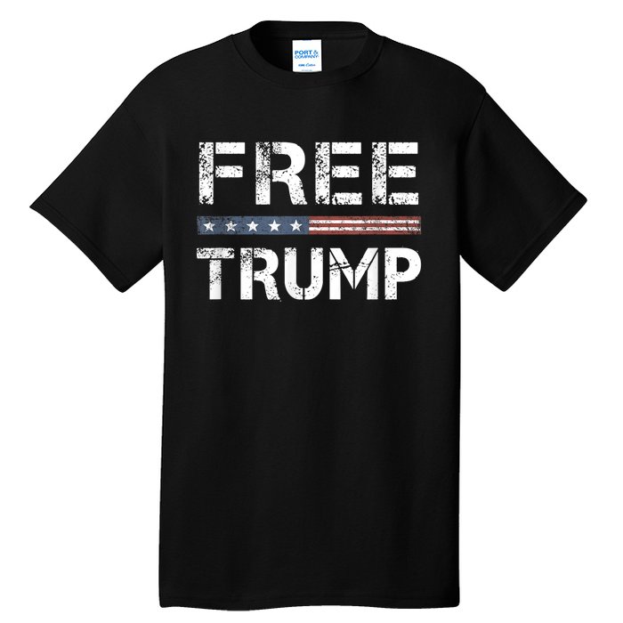 Free Trump Support Trump 2024 America Flag Tall T-Shirt