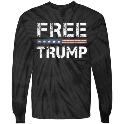 Free Trump Support Trump 2024 America Flag Tie-Dye Long Sleeve Shirt