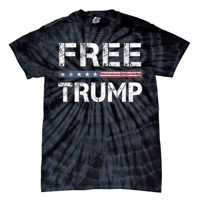 Free Trump Support Trump 2024 America Flag Tie-Dye T-Shirt