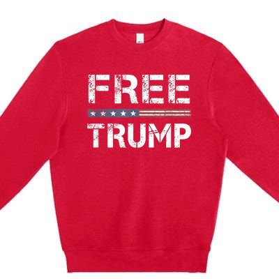 Free Trump Support Trump 2024 America Flag Premium Crewneck Sweatshirt