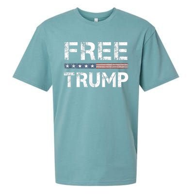 Free Trump Support Trump 2024 America Flag Sueded Cloud Jersey T-Shirt