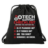 Funny Tech Support Checklist Helpdesk Drawstring Bag