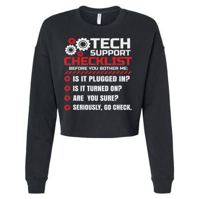 Funny Tech Support Checklist Helpdesk Cropped Pullover Crew