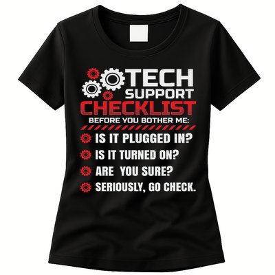 Funny Tech Support Checklist Helpdesk Women's T-Shirt