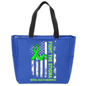 Fight The Stigma Tal Health Awareness Depression Anxiety Great Gift Zip Tote Bag