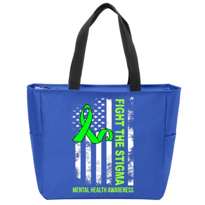 Fight The Stigma Tal Health Awareness Depression Anxiety Great Gift Zip Tote Bag