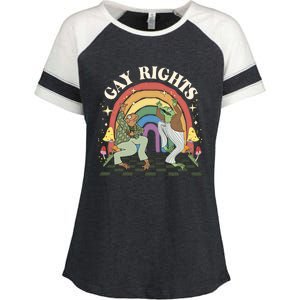 Frog & Toad Say Gay Rights Frog LGBT LGBTQ Rights L Rainbow Pride Month Enza Ladies Jersey Colorblock Tee