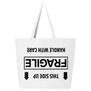 Funny This Side Up Fragile Handle With Care Upside Down Cool Gift 25L Jumbo Tote