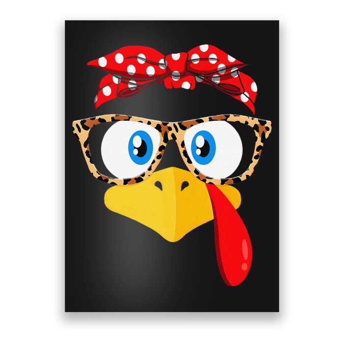 Funny Thanksgiving Turkey Face Leopard Print Glasses Poster