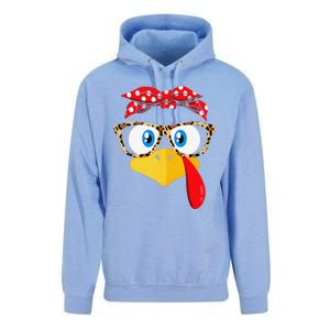 Funny Thanksgiving Turkey Face Leopard Print Glasses Unisex Surf Hoodie