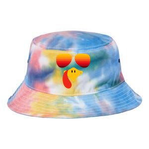 Funny Thanksgiving Turkey Face With Sunglasses Tie Dye Newport Bucket Hat